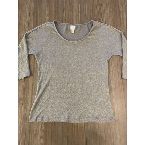 Max‎ Mara Leisure Silver 3/4 Sleeve Max Mara Leisure Top Size Small - Picture 2 of 10